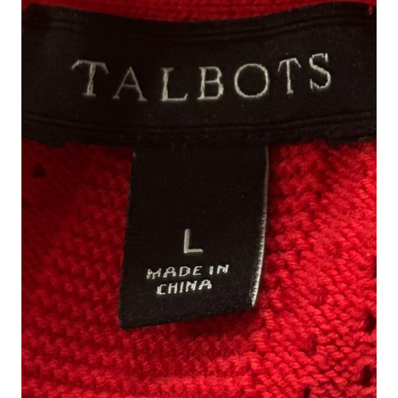 Talbots Cardigan Womens Large Red Button Front Rayon Blend Sweater Career Preppy - Picture 8 of 10